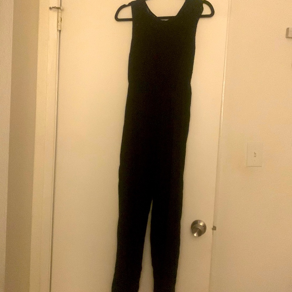 Lace top black jumper pantsuit